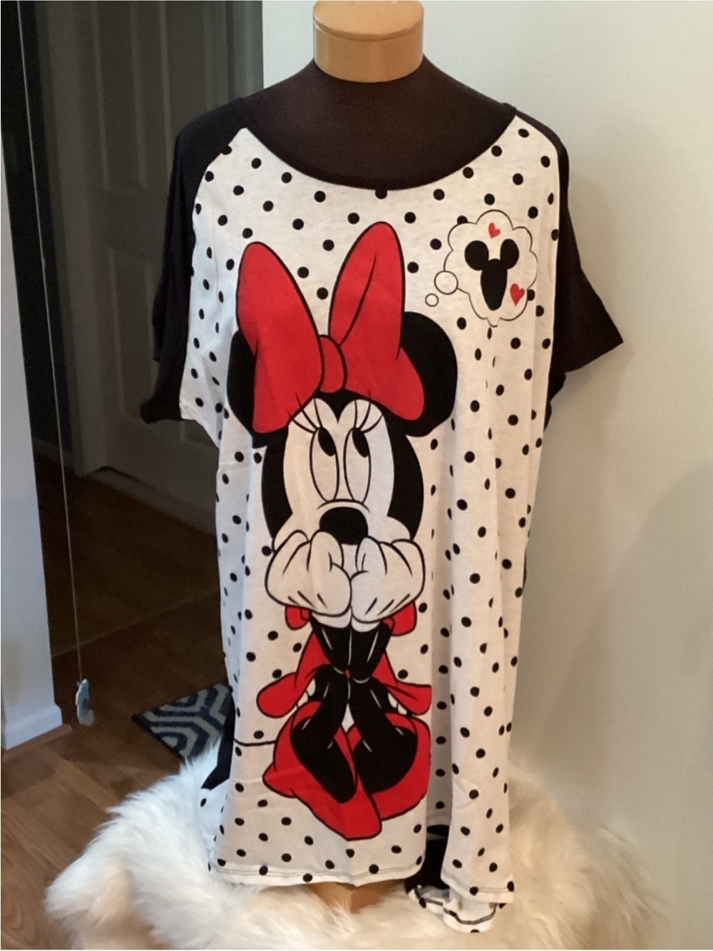 Disney Minnie Mouse Polka Dot Sleep Shirt Nightgown Lounge Tee Size 1X/2X - Picture 1 of 11